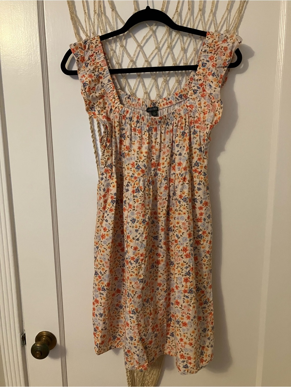 wild fable Cream Dress with Orange & Blue Floral Print